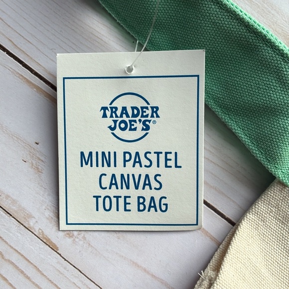 Trader Joe's Pastel GREEN Mini Canvas Tote/Shopping Bag 2025 LIMITED EDITION NEW - Picture 3 of 6